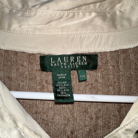 RALPH LAUREN Cable knit top with silk collar - Picture 2 of 3